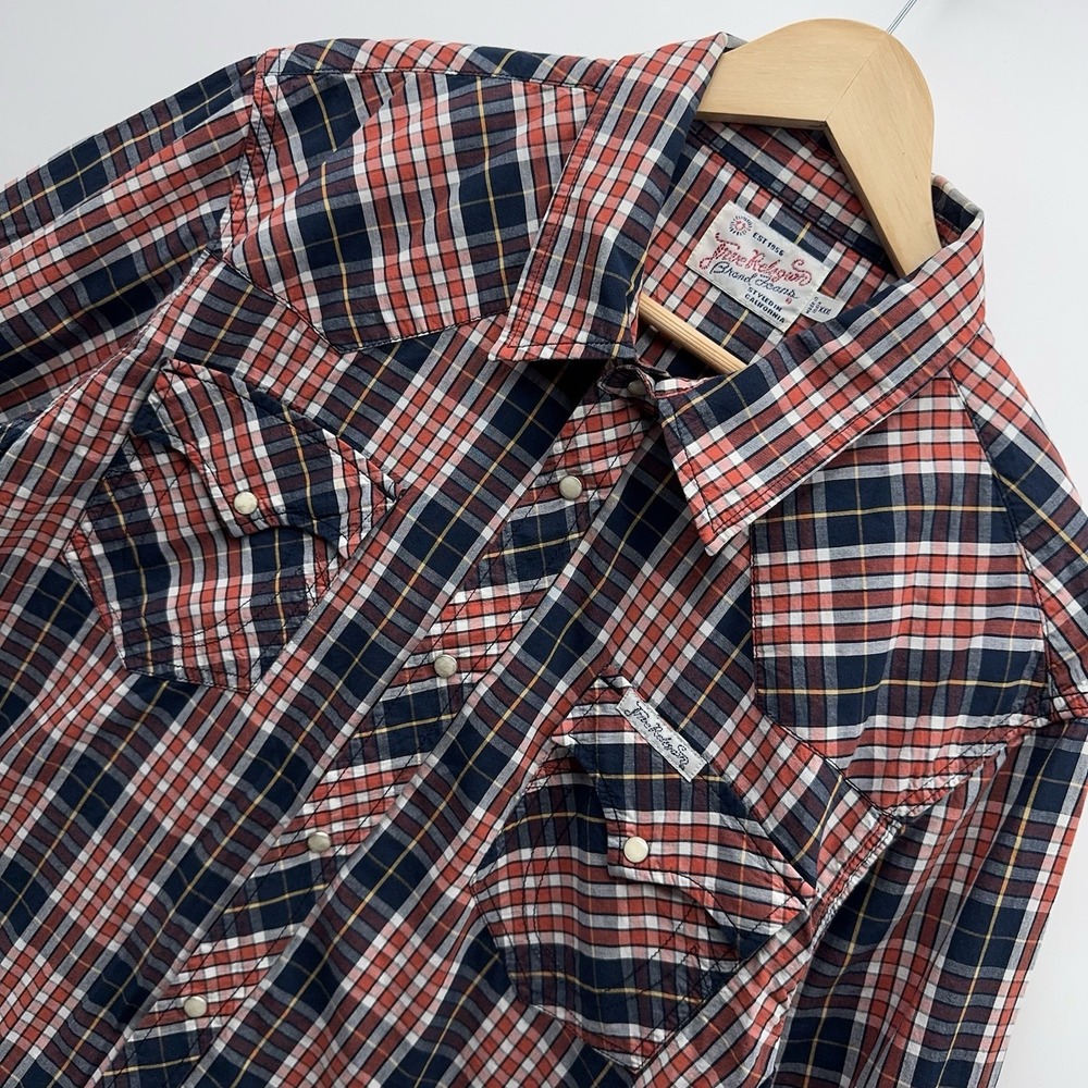 True Religion Western Pearl Snap Shirt Mens 3XL Plaid Vintage Style Y2K Red Blue
